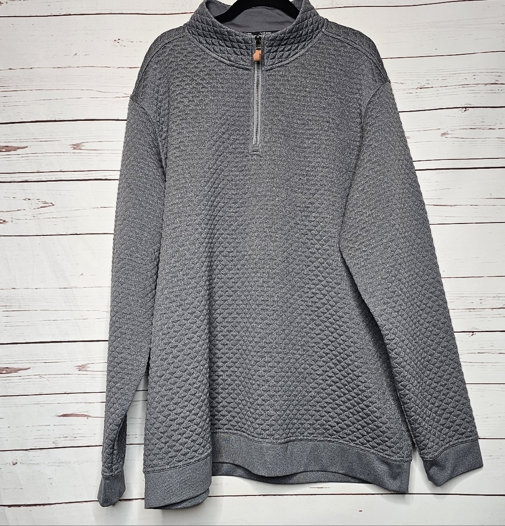 TGW Gray Quilted Quarter-Zip Sweater